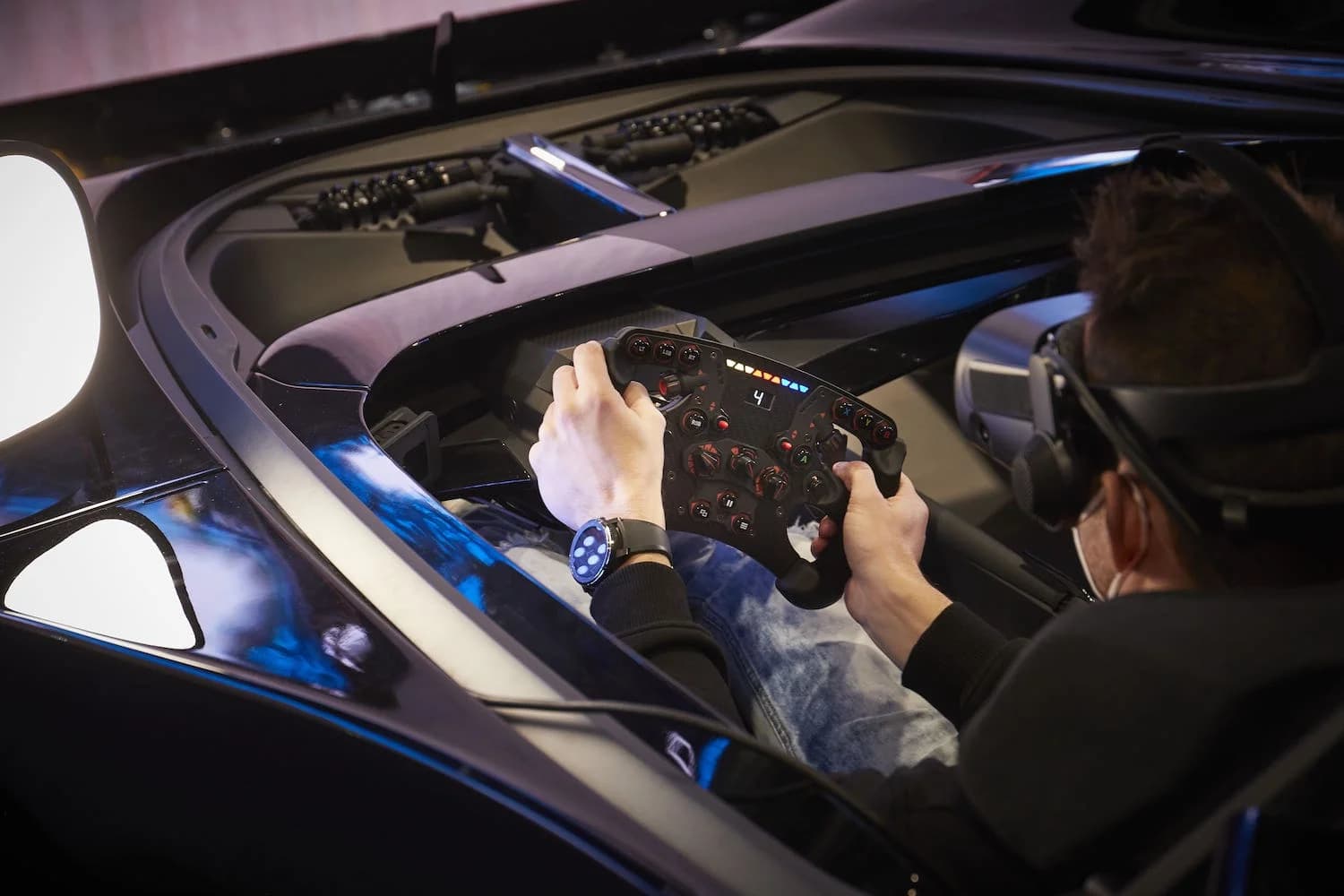 Professional esports racing stream and competition